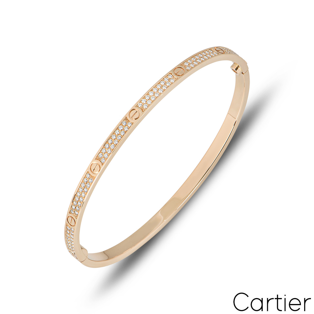 Cartier Rose Gold Pave Diamond SM Love Bracelet Size 18 N6710718 Cartier Rose Gold Pave Diamond SM Love Bracelet Size 18 N6710718